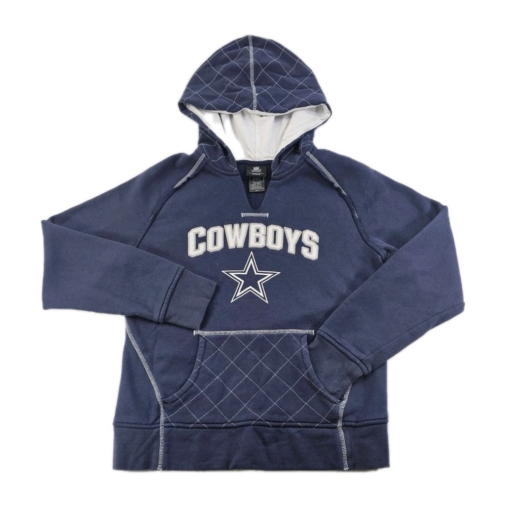 NFL Team Apparel Dallas Cowboys Quilted Kangaroo Pocket Women's Med Blue Hoodie